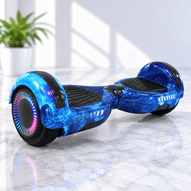 6.5 Inch Hoverboard, Self Balancing Scooter- Blue Galaxy Style + LED lights [Free Carry Bag &amp; Bluetooth]