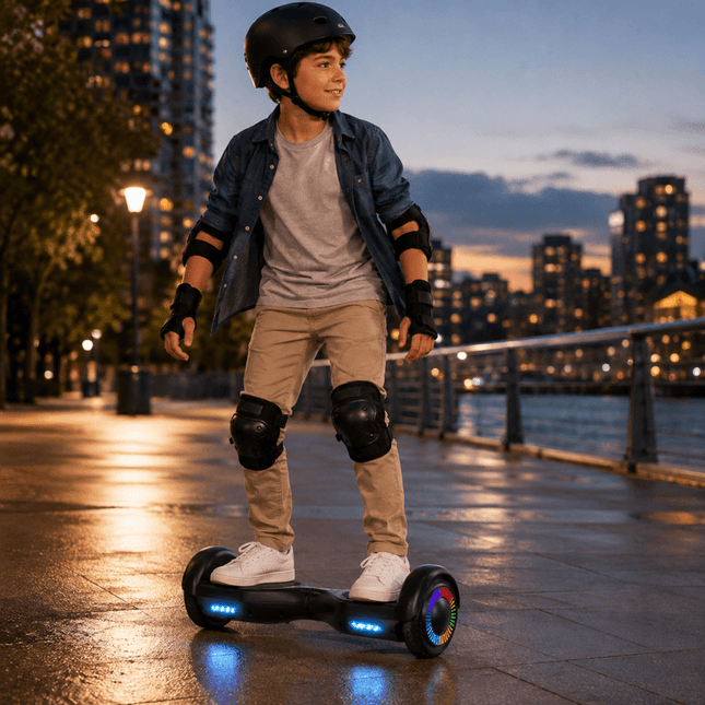 Smart Electric Self Balancing Scooter 6.5" - Black LED lights Style [Free Carry Bag & Bluetooth]
