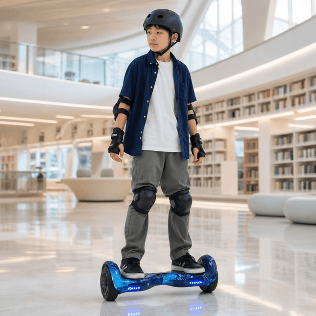 Electric Hoverboard – 10 inch – Blue Galaxy Style + LED lights [Free Carry Bag & Bluetooth]