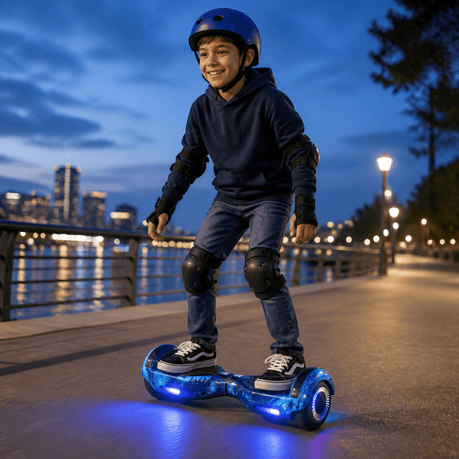 6.5 Inch Hoverboard, Self Balancing Scooter- Blue Galaxy Style + LED lights [Free Carry Bag &amp; Bluetooth]