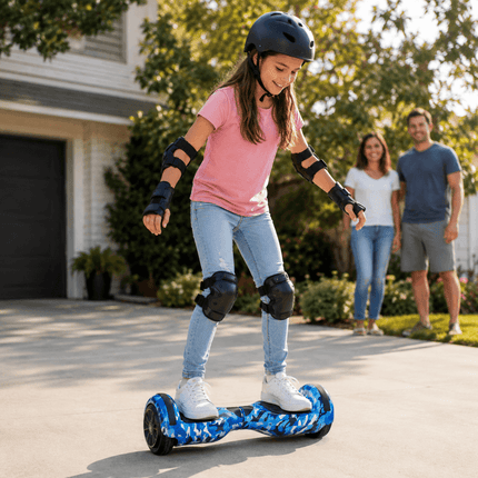 6.5 Inch Hoverboard, Self Balancing Scooter- Camo Blue + LED lights [Free Carry Bag & Bluetooth]
