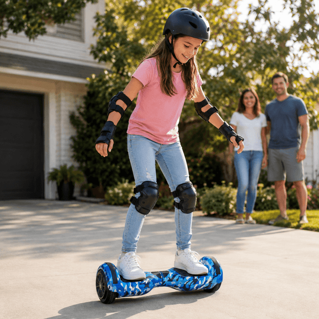 6.5 Inch Hoverboard, Self Balancing Scooter- Camo Blue + LED lights [Free Carry Bag & Bluetooth]