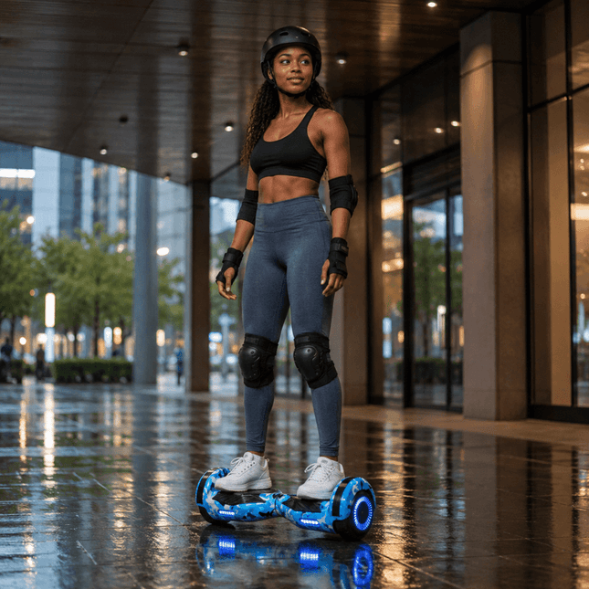 Lamborghini Style Hoverboard 8” – Camo Blue Style + LED lights [Free carry bag & Bluetooth]