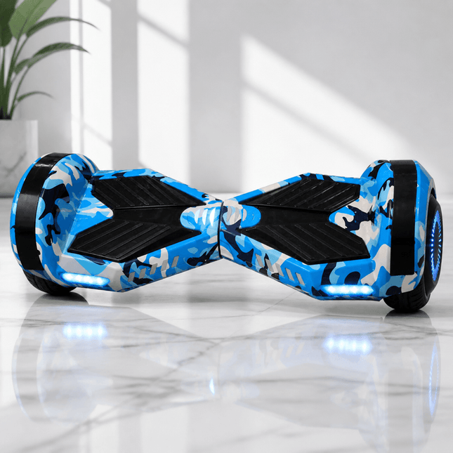 Lamborghini Style Hoverboard 8” – Camo Blue Style + LED lights [Free carry bag & Bluetooth]