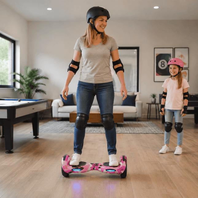Electric Hoverboard – 10 inch – Camo Pink Style + LED lights [Free Carry Bag & Bluetooth]