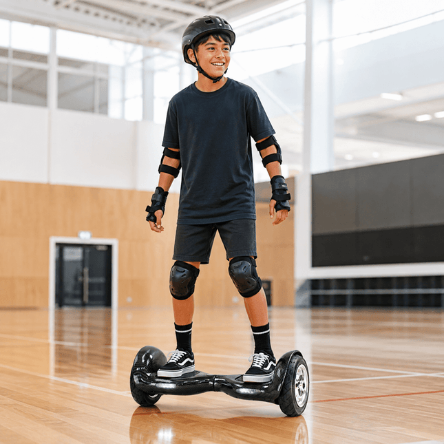 Hoverboard 10" - Self Balancing Smart Black Scooter - Carbon Black Style + LED lights [Free Carry Bag & Bluetooth]