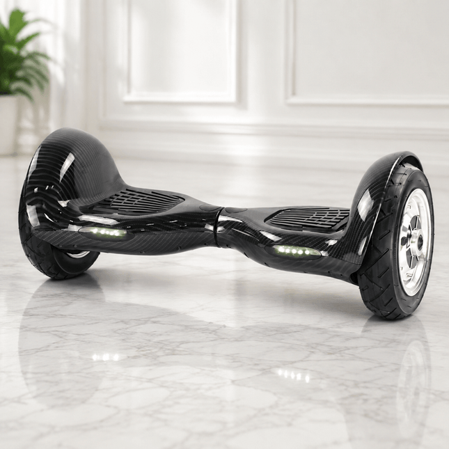 Hoverboard 10" - Self Balancing Smart Black Scooter - Carbon Black Style + LED lights [Free Carry Bag & Bluetooth]