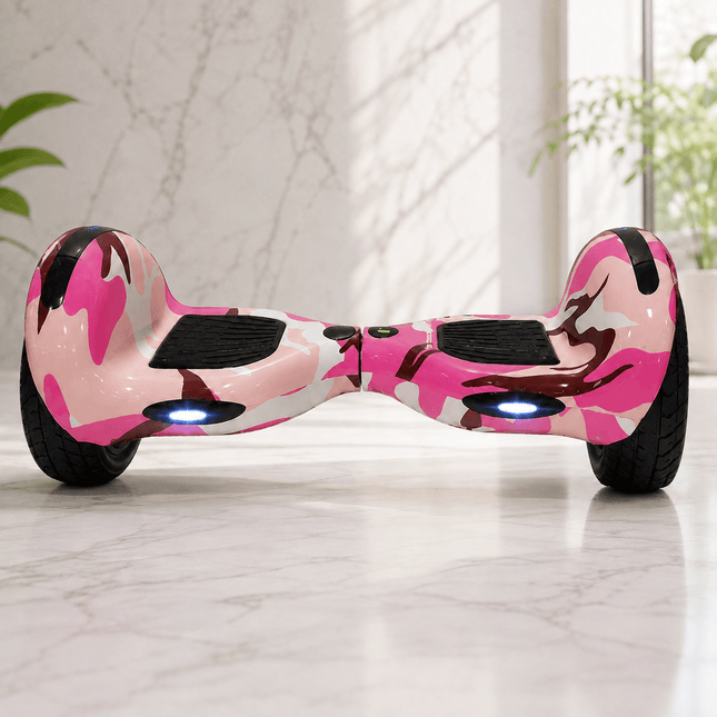 Electric Hoverboard – 10 inch – Camo Pink Style + LED lights [Free Carry Bag & Bluetooth]