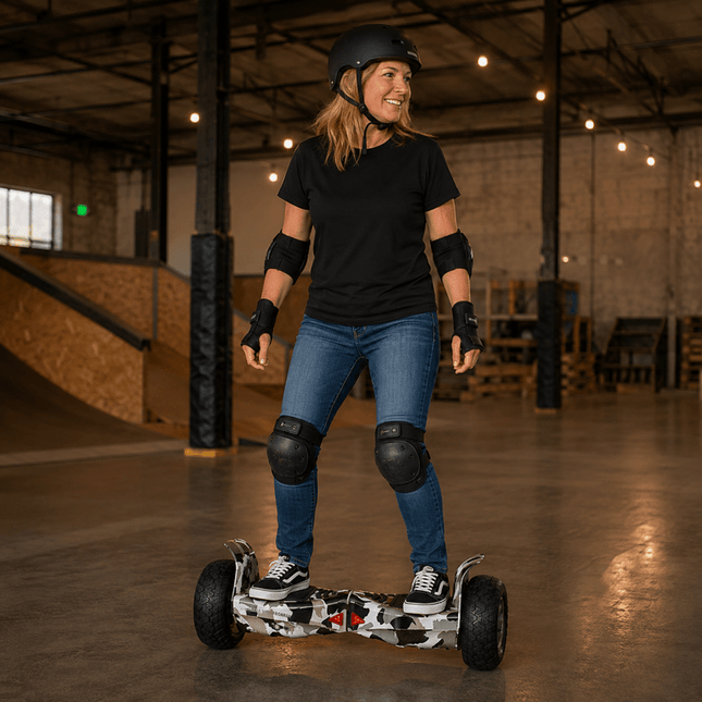 8.5" Off Road Hoverboard NS8, Powerful Motor & monster Tyres – Grey Camouflage Style + LED lights [Free Carry Bag & Bluetooth]