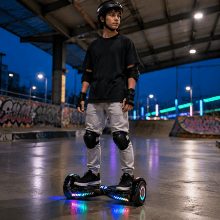 Lamborghini Style Hoverboard 8” – Seven Colour Lightening Black Style + LED lights [Free carry bag & Bluetooth]