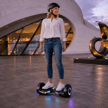 Lamborghini Style Hoverboard 8” – Seven Colour Lightening Black Style + LED lights [Free carry bag & Bluetooth]
