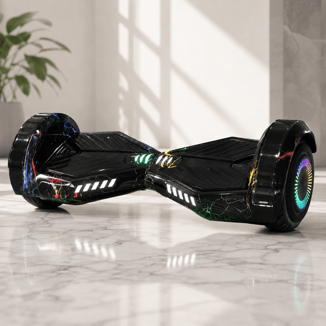 Lamborghini Style Hoverboard 8” – Seven Colour Lightening Black Style + LED lights [Free carry bag & Bluetooth]