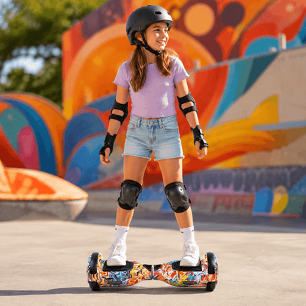 Hoverboard Electric Scooter 6.5 inch – Orange Graffiti Style + LED lights [Free Carry Bag & Bluetooth]