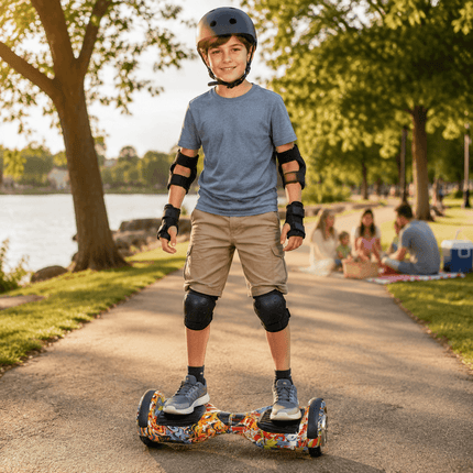 Hoverboard Electric Scooter 6.5 inch – Orange Graffiti Style + LED lights [Free Carry Bag & Bluetooth]