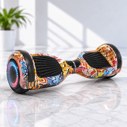Hoverboard Electric Scooter 6.5 inch – Orange Graffiti Style + LED lights [Free Carry Bag & Bluetooth]
