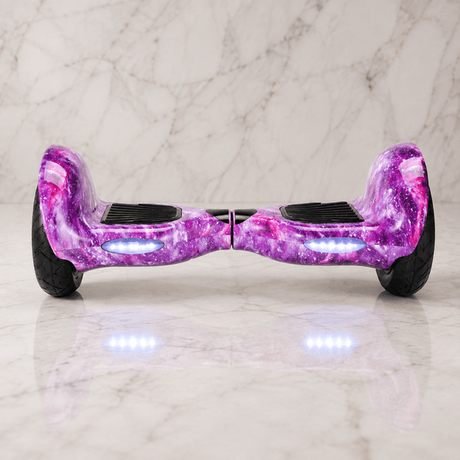 Electric Hoverboard – 10 inch – Purple Galaxy Style + LED lights [Free Carry Bag & Bluetooth]