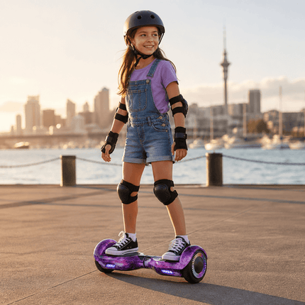 Hoverboard Electric Scooter 6.5 inch – Galaxy Purple Style + LED lights [Free Carry Bag &amp; Bluetooth]