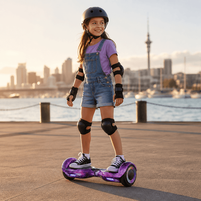 Hoverboard Electric Scooter 6.5 inch – Galaxy Purple Style + LED lights [Free Carry Bag &amp; Bluetooth]