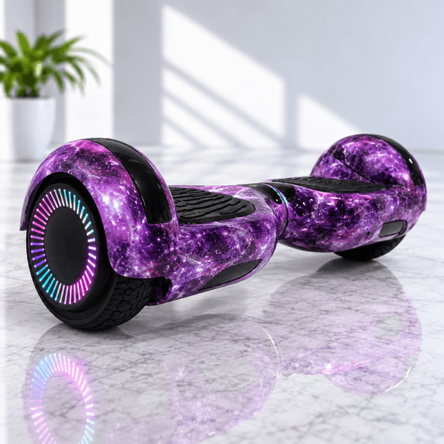 Hoverboard Electric Scooter 6.5 inch – Galaxy Purple Style + LED lights [Free Carry Bag &amp; Bluetooth]