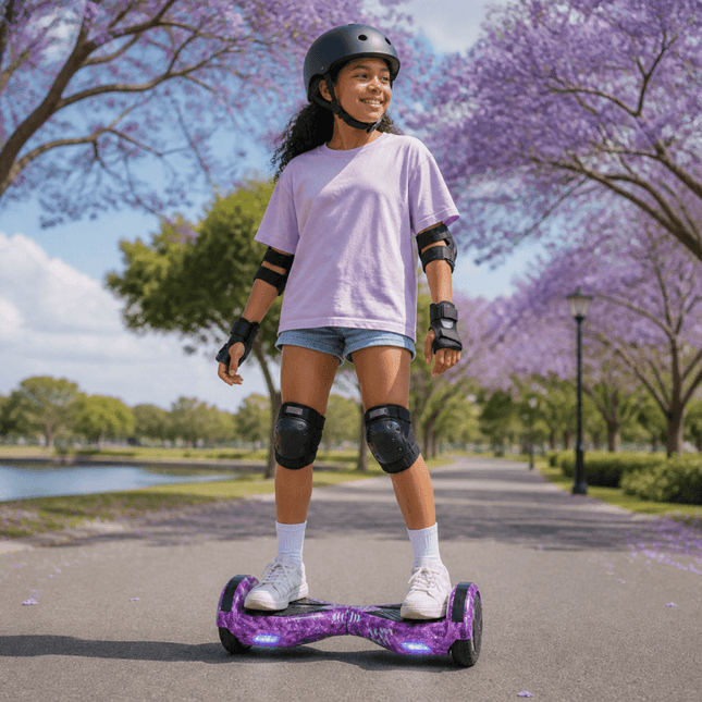 Lamborghini Style Hoverboard 8” – Purple Galaxy Style + LED lights [Free carry bag &amp; Bluetooth]