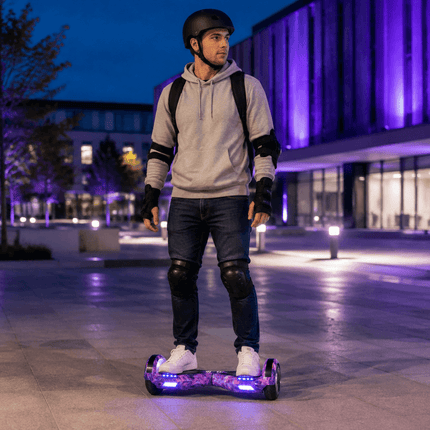 Lamborghini Style Hoverboard 8” – Purple Galaxy Style + LED lights [Free carry bag &amp; Bluetooth]