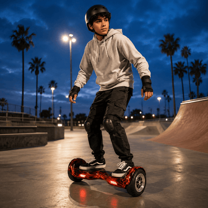 Self Balancing Scooter Electric Hoverboard 10 inch – Spider Flame Style + LED lights [Free Carry Bag & Bluetooth]