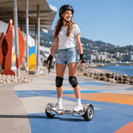 Hoverboard 10" - White Graffiti Style + LED lights [Bluetooth + Free Carry Bag]