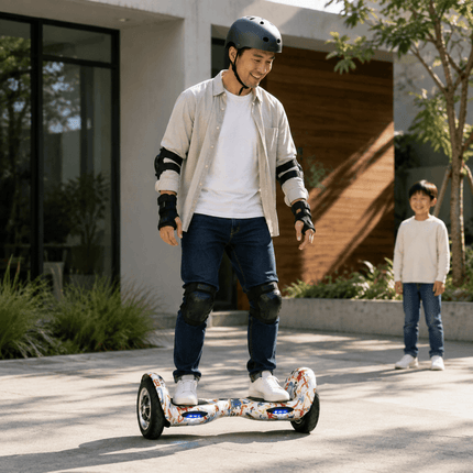 Hoverboard 10" - White Graffiti Style + LED lights [Bluetooth + Free Carry Bag]
