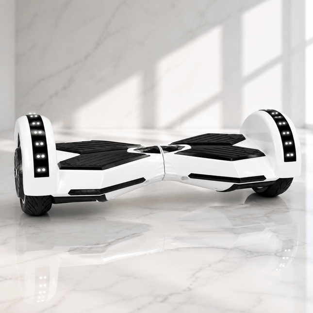 Lamborghini Hoverboard 8” - White Style + LED lights [Free Carry Bag & Bluetooth]